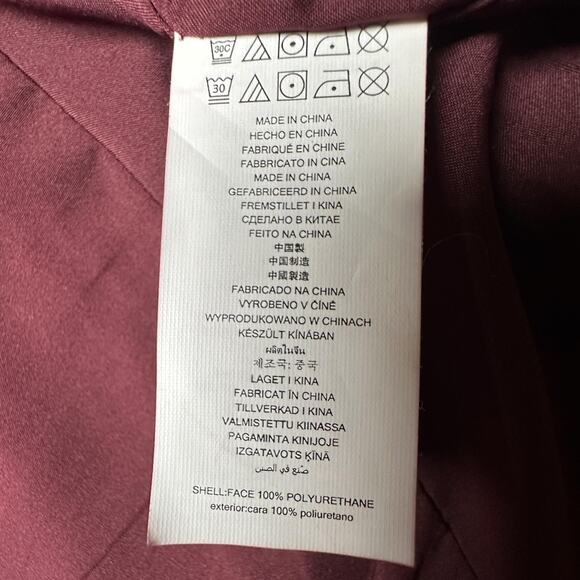 Michael Michael Kors Jacket Womens Small Burgundy Moto Faux Leather Gold Zipper - Picture 16 of 16